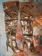 goldene Luxus Overknees