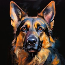 Poster Bild Kunstdruck Wandbild Leinwand Canvas 30x30 cm Deutscher Schäferhund