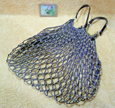 DDR Kult Einkaufsnetz Kordel Netz mit Lederhenkel Original Echt Ostalgie Top