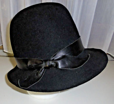 Vintage Hut Cloche Glockenhut schwarz Wollfilz 50/ 60er Jahre Größe 56