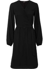 Wickelkleid mit leichter Raffung im Rockteil Gr. 50 Schwarz Freizeit-Kleid Neu