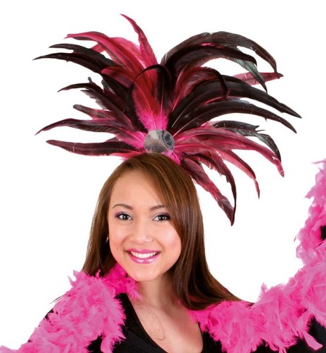 Feder kopfschmuck pink schwarz - feder-kopfschmuck, pink-schwarz
