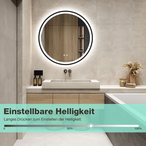 Runder led bad spiegel - led,