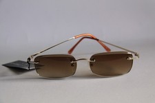 SONNENBRILLE  RAHMENLOS GLÄSER HELLBRAUN RECHTECK  BÜGEL SILBERFARBEN