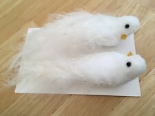 Vögel Deko Weiße Tauben Samt-Stoff mit Clip Baumschmuck Osterdeko Hochzeitsdeko 