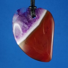 Achat Kette Halskette am Lederband Edelstein Heilstein Anhänger 