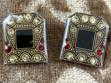 Ohrclips Vintage Art-Deco, Stil,  Emaille, Ohrschmuck Edel, Ohrringe