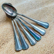 6 x Antike WMF Kaffeelöffel Patent 90 Silberauflage - Gravur  Weihnachten 1953