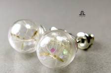 Ohrringe Pusteblume Ohrstecker Glasperle Glitzer Schmuck silber Damen Frauen