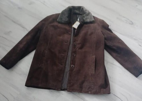 Wildleder jacke mit fellkragen - wildleder,