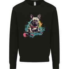 Ein Französischer Bulldogge auf Einem Skateboard Herren Sweatshirt Pullover