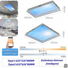LED Panel Deckenleuchte 625x625mm 3D-Sky 3D Effekt Blauen Himmel Weiße Wolken DE