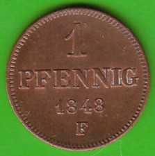 Sachsen 1 Pfennig 1848 fast