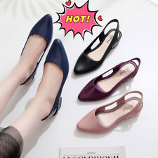 Damen-Sandalen geschlossen spitz zulaufend flach niedriger Absatz Fersenriemen Pumps Freizeit NEU