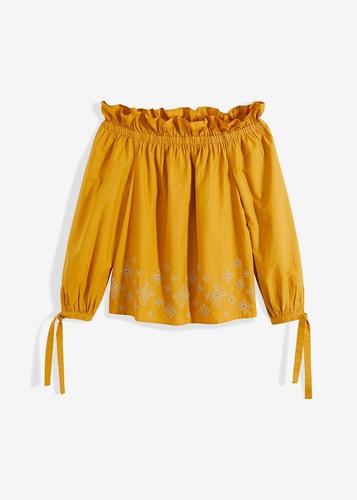 Carmenbluse 48 ockergold - carmenbluse,