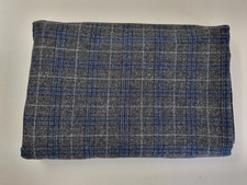 2 M Stoff Vitale Barberis in grau blau karo Wollstoff 87%SW/8%Seide/5%Elasthan