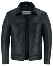 Herren Leder Freizeit Biker Jacke Hemd Weich Motorrad Echt Biker Style Passform