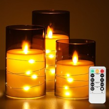 3er LED Kerze Kerzenlicht mit Timer Fernbedienung Batteriebetrieben Keine Flamme