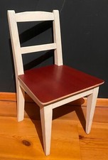 alter restaurierter Kinderstuhl Holz weiß lackiert Sitzhöhe 29 cm Gesamt 57,5 cm