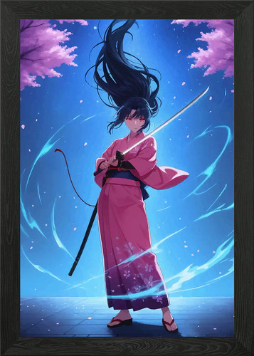 Anime girl swordswoman - swordswoman, pink