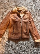 Lammfelljacke Damen Gr. 38 Hellbraun Lammfell Bikerjacke Lederjacke Winter Fell