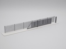 H0 Stahlmattenzaun, Industriezaun, Metallzaun - Silber - SET mit Schiebetor