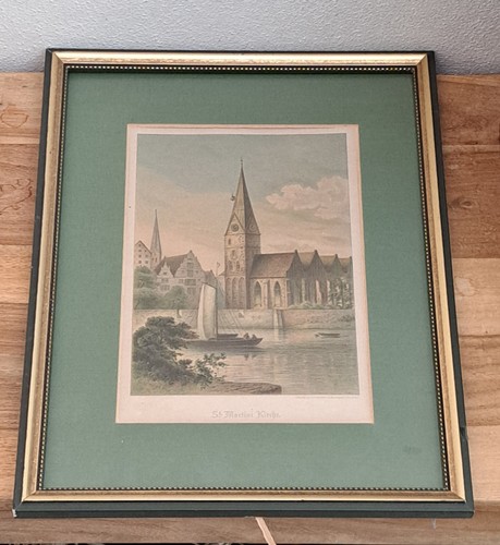 Alte farblithographie gerahmt - ,
