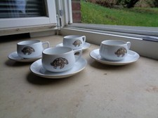 4 Suppentassen mit Untertassen-Schildkröten/Goldrand-Manufaktur Thomas Porzellan