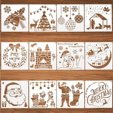 12 Stück Weihnachts Schablonen Malvorlage Fenster Wand DIY Dekoration