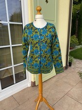 Deerberg Strickjacke Baumwolle M L  40  42 Farbe: Pistazie, Petrol, Türkis Bunt