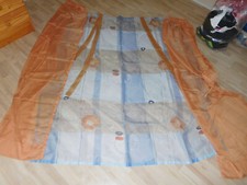 SET transparente Stores + Raffgardine hellblau / terracotta für 1 Fenster