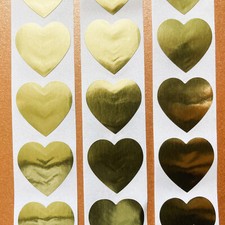 Aufkleber metallic gold Herzen Sticker Verzieren Kleben goldene Hochzeit Karten