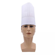 Ampri Einweg-Papier-Kochmütze Profi rund weiß 10 Stück Kochhaube Gastro Mütze