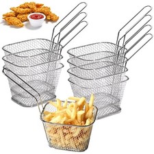 8 Stück Pommes Frites Korb Körbchen Edelstahl Fritierkorb Friteusenkorb Mini ...