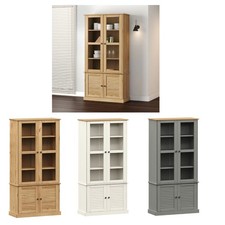 Vitrine Vitrinenschrank Standvitrine Bücherschrank Massivholz Kiefer Holzvitrine