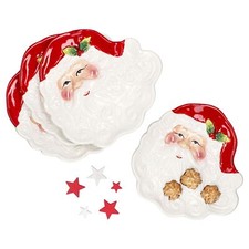 4x Gebäckteller Santa Servierplatte Kuchen Weihnachten Plätzchen Kekse 3D-Optik