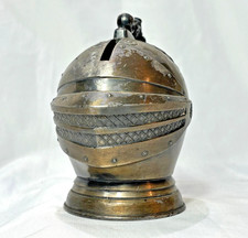 Vtg Knight Helmet Bank Metal