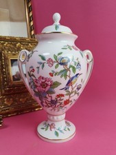 (K13) Vintage Deckel Vase AYNSLEY England Pembroke Floral Gold 22,5cm
