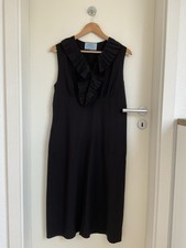 PRADA MILANO Damen Seiden Midi Kleid IT46 Gr. 40 Schwarz 100% Seide Rüschen