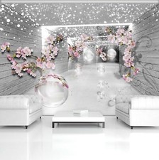 Vlies Fototapete 3D Orchidee Holzoptik Lila Tunnel Blumen Wohnzimmer Tapete 92