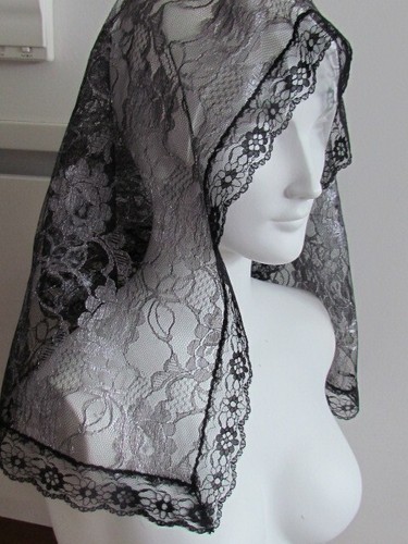 Floral lace mantilla - floral, d