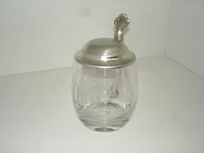 Glas Bierkrug mit Zinndeckel und Gravur -OLIVER-