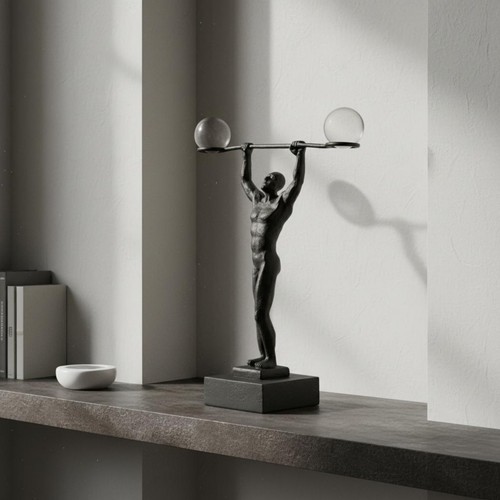 Gewichtheberstatue metalloptik - gewichtheberstatue,