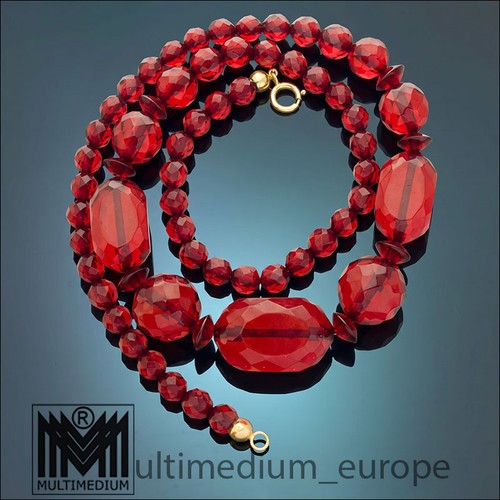 Art deco halskette bernstein - halskette,