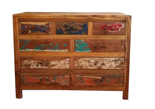 Kommode industrielle mit holz - kommode',