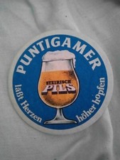 1x Puntigamer Bier, alter Bierdeckel "Steirisch Pils - läßt Herzen höher hopfen"