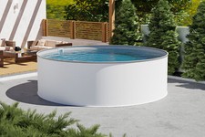 Schwimmbecken Rundbecken Stahlwandpool Rund Pool 420 x 120 cm Folie 0,8 mm grau