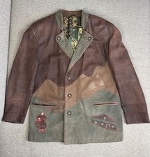 Trachten Lederjacke Blazer Leder Janker Trachtenblazer braun Gr. 52 Herren Jacke