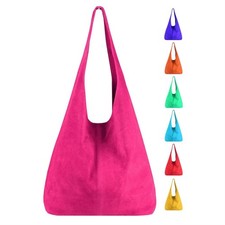 DAMEN LEDER TASCHE Wildleder XXL SHOPPER Beuteltasche Schultertasche Hobo Bag 