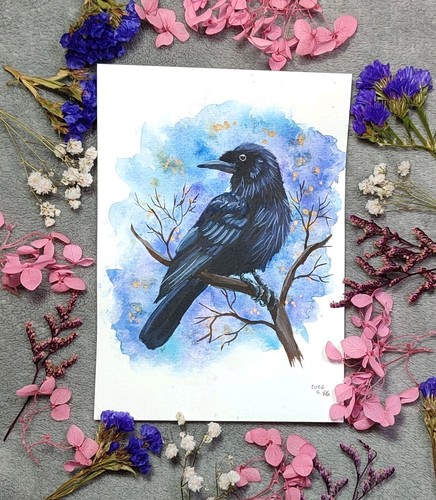 Aquarell rabe gemälde - rabe,